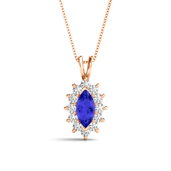 1ct Marquise Tanzanite Pendant with 0.5 cttw Diamond