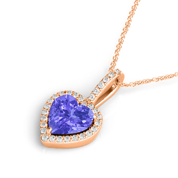 1ct Heart Tanzanite Pendant with 0.125 cttw Diamond