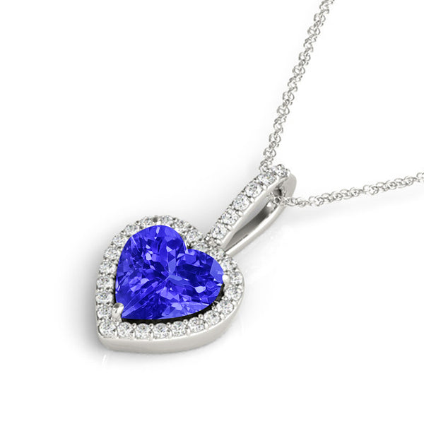 1ct Heart Tanzanite Pendant with 0.125 cttw Diamond