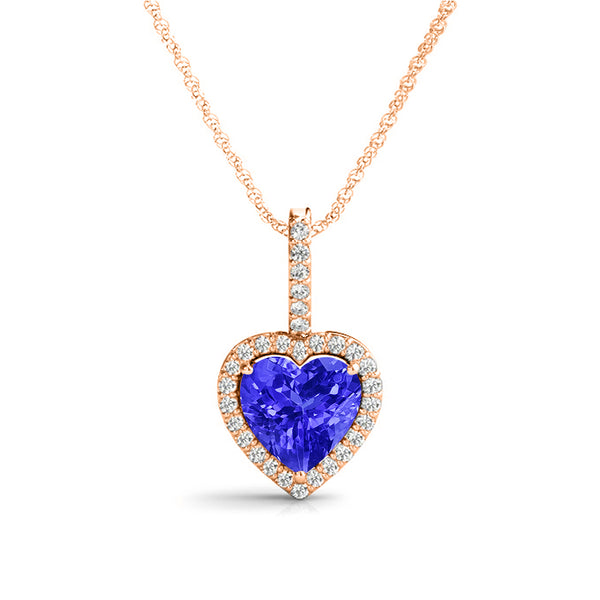 1ct Heart Tanzanite Pendant with 0.125 cttw Diamond