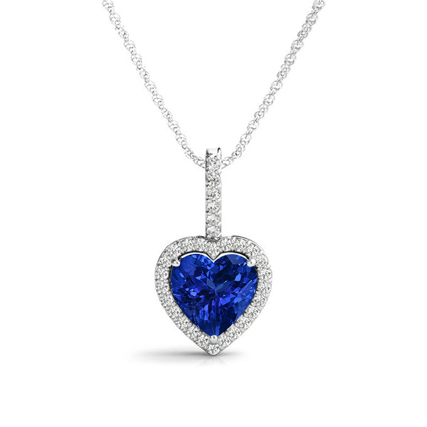 1ct Heart Tanzanite Pendant with 0.125 cttw Diamond