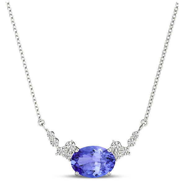 0.76ct Oval Tanzanite Pendant with 0.1 cttw Diamond