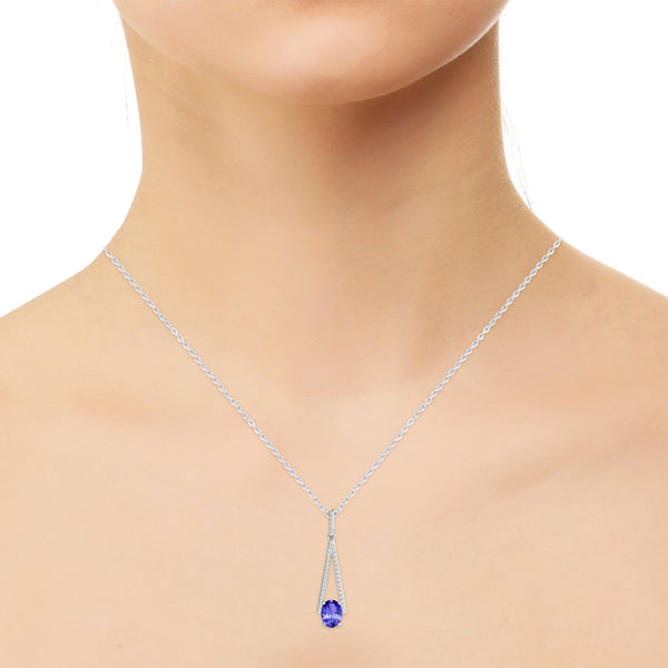 1.8ct Oval Tanzanite Pendant with 0.2 cttw Diamond