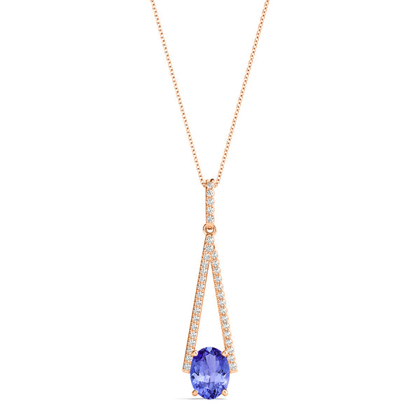 1.8ct Oval Tanzanite Pendant with 0.2 cttw Diamond