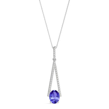 1.8ct Oval Tanzanite Pendant with 0.2 cttw Diamond