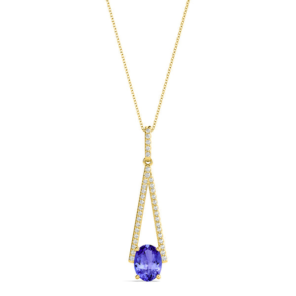 1.8ct Oval Tanzanite Pendant with 0.2 cttw Diamond