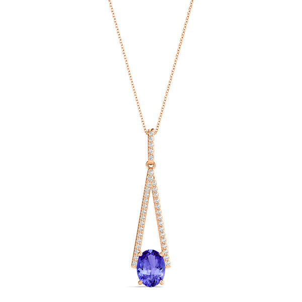 1.8ct Oval Tanzanite Pendant with 0.2 cttw Diamond