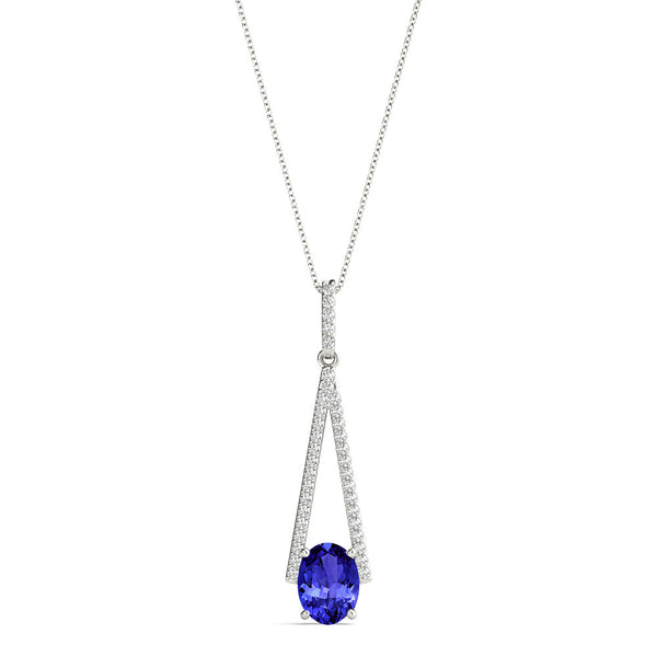 1.8ct Oval Tanzanite Pendant with 0.2 cttw Diamond