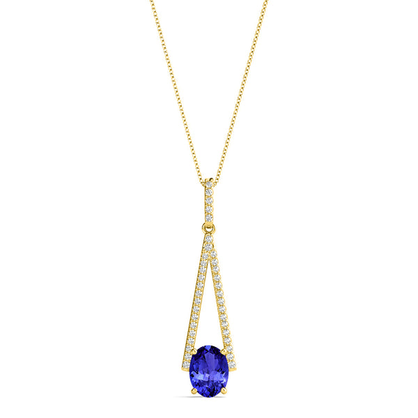 1.8ct Oval Tanzanite Pendant with 0.2 cttw Diamond