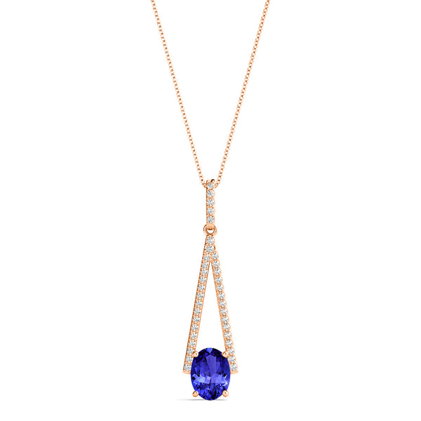 1.8ct Oval Tanzanite Pendant with 0.2 cttw Diamond