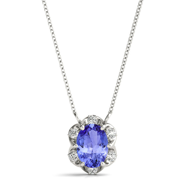 1.2ct Oval Tanzanite Pendant with 0.1 cttw Diamond