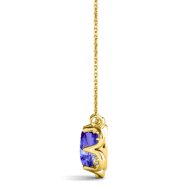 1.2ct Oval Tanzanite Pendant with 0.1 cttw Diamond