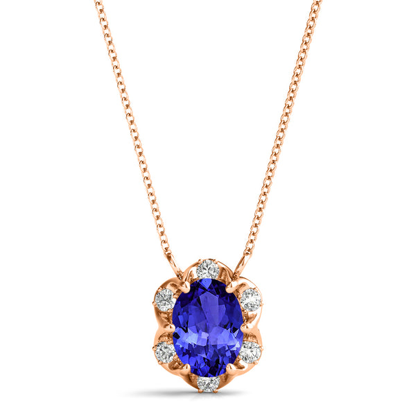 1.2ct Oval Tanzanite Pendant with 0.1 cttw Diamond