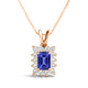 1.6ct Emerald Cut Tanzanite Pendant with 0.5 cttw Diamond