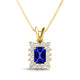 1.6ct Emerald Cut Tanzanite Pendant with 0.5 cttw Diamond