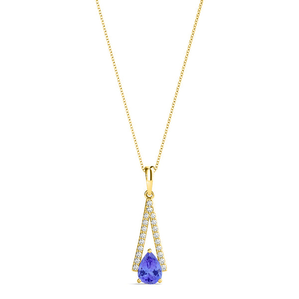 0.65ct Pear Tanzanite Pendant with 0.25 cttw Diamond