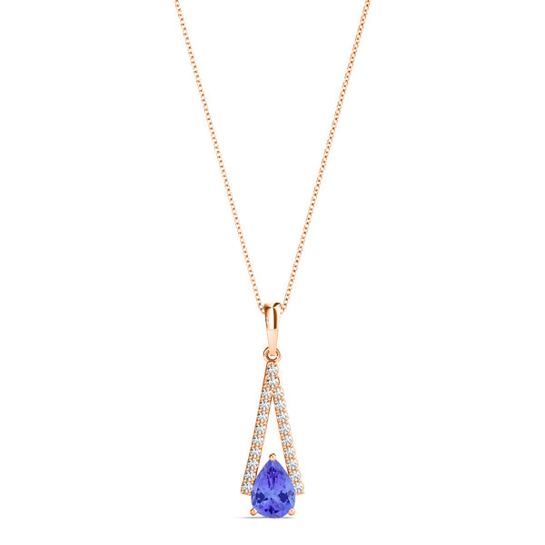 0.65ct Pear Tanzanite Pendant with 0.25 cttw Diamond