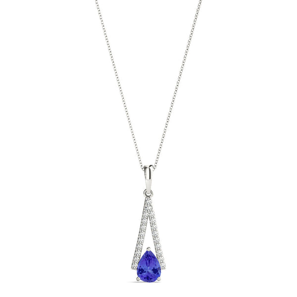 0.65ct Pear Tanzanite Pendant with 0.25 cttw Diamond