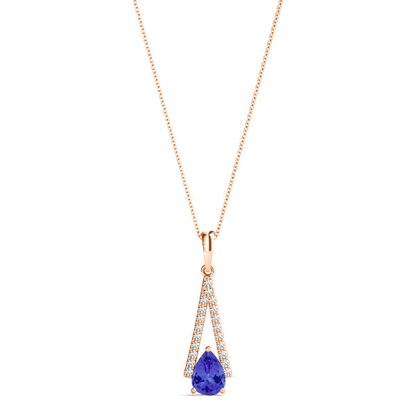 0.65ct Pear Tanzanite Pendant with 0.25 cttw Diamond