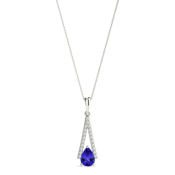 0.65ct Pear Tanzanite Pendant with 0.25 cttw Diamond