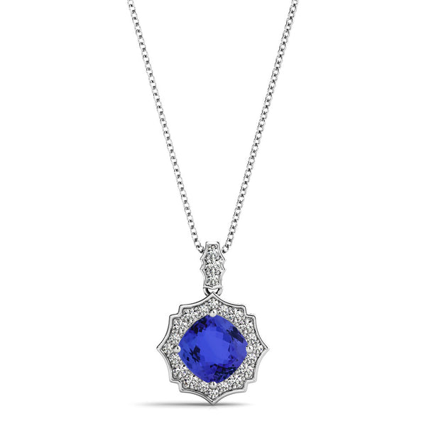 1.05ct Cushion Tanzanite Pendant with 0.17 cttw Diamond