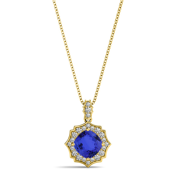 1.05ct Cushion Tanzanite Pendant with 0.17 cttw Diamond