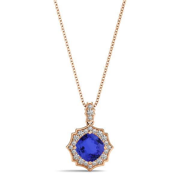 1.05ct Cushion Tanzanite Pendant with 0.17 cttw Diamond