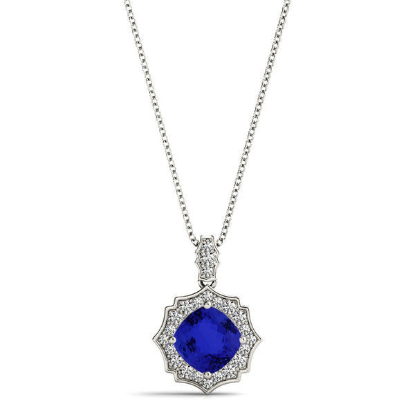 1.05ct Cushion Tanzanite Pendant with 0.17 cttw Diamond