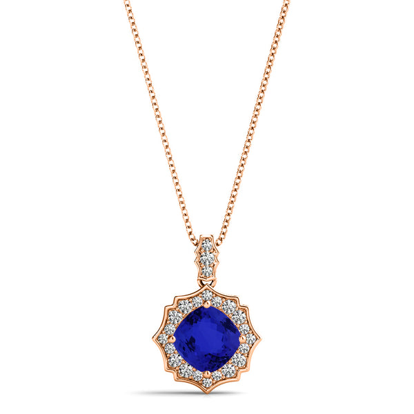 1.05ct Cushion Tanzanite Pendant with 0.17 cttw Diamond