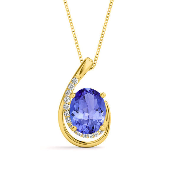 1.8ct Oval Tanzanite Pendant with 0.1 cttw Diamond