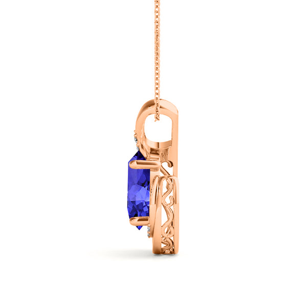 1.8ct Oval Tanzanite Pendant with 0.1 cttw Diamond