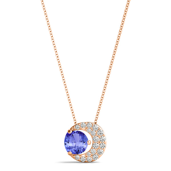 0.56ct Round Tanzanite Pendant with 0.17 cttw Diamond