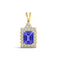 4.5ct Emerald Cut Tanzanite Pendant with 0.75 cttw Diamond