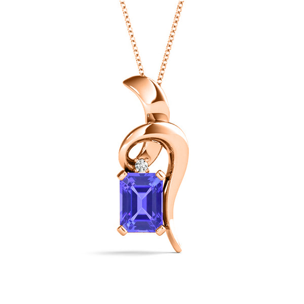 1.05ct Emerald Cut Tanzanite Pendant with 0.05 cttw Diamond