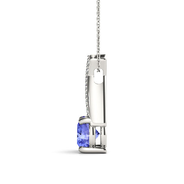 1.15ct Round Tanzanite Pendant with 0.1 cttw Diamond