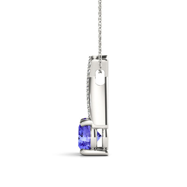 1.15ct Round Tanzanite Pendant with 0.1 cttw Diamond