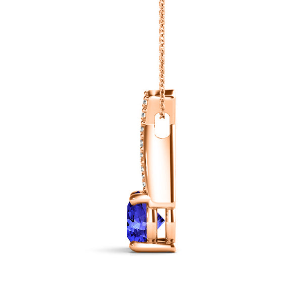 1.15ct Round Tanzanite Pendant with 0.1 cttw Diamond