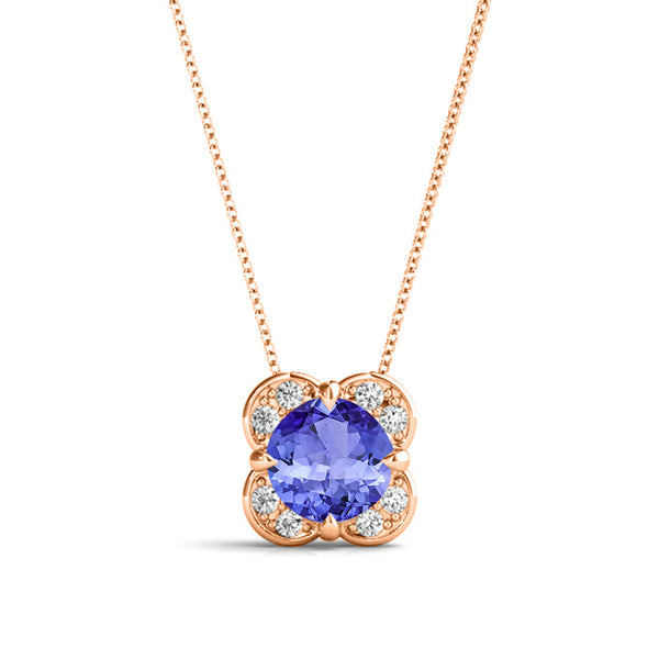 0.56ct Round Tanzanite Pendant with 0.06 cttw Diamond