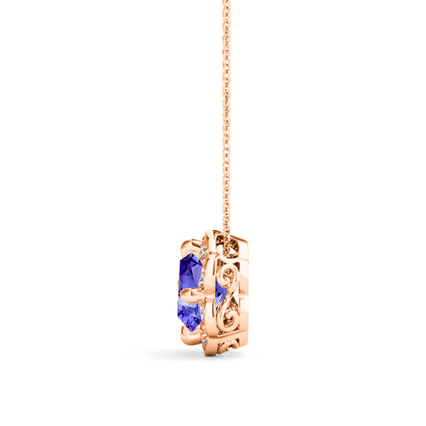 1.15ct Round Tanzanite Pendant with 0.1 cttw Diamond