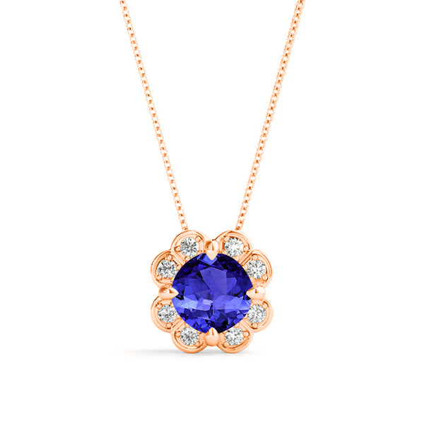 1.15ct Round Tanzanite Pendant with 0.1 cttw Diamond