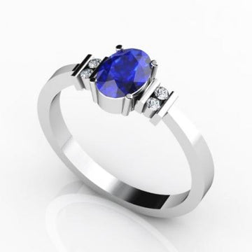 0.38ct Oval Tanzanite Ring With 0.06ctw Diamonds in 14k Gold & 18k Gold