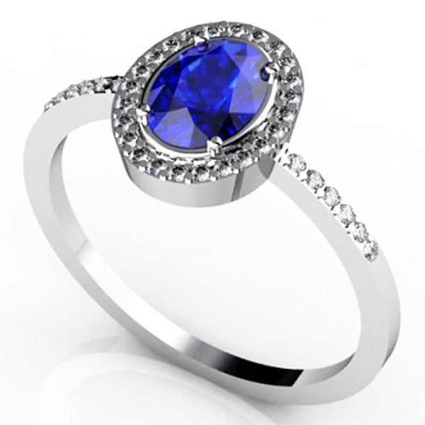 0.65ct Oval Tanzanite Ring With 0.18ctw Diamonds in 14k Gold