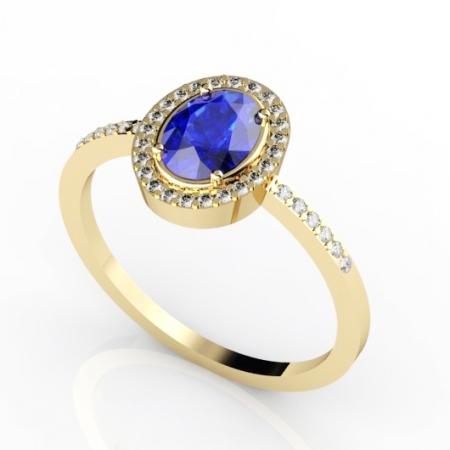 0.65ct Oval Tanzanite Ring With 0.18ctw Diamonds in 14k Gold