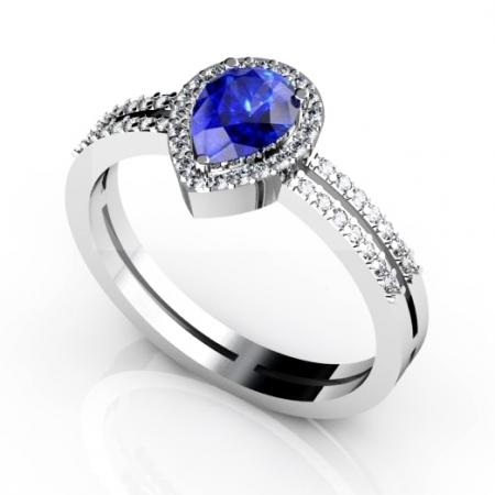 0.60ct Pear Tanzanite Ring With 0.24ctw Diamonds in 14k Gold