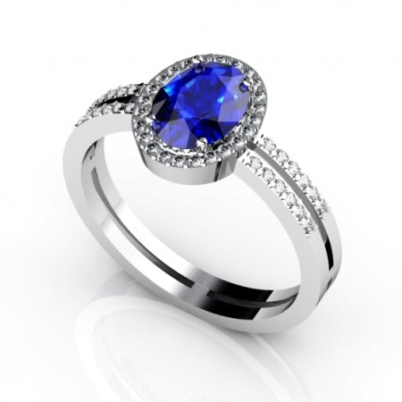 0.68ct Oval Tanzanite Ring With 0.24ctw Diamonds in 14k White Gold