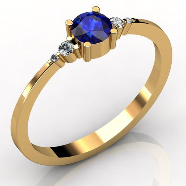 0.30ct Round Tanzanite Ring With 0.04ctw Diamonds in 14k Gold & 18k Gold