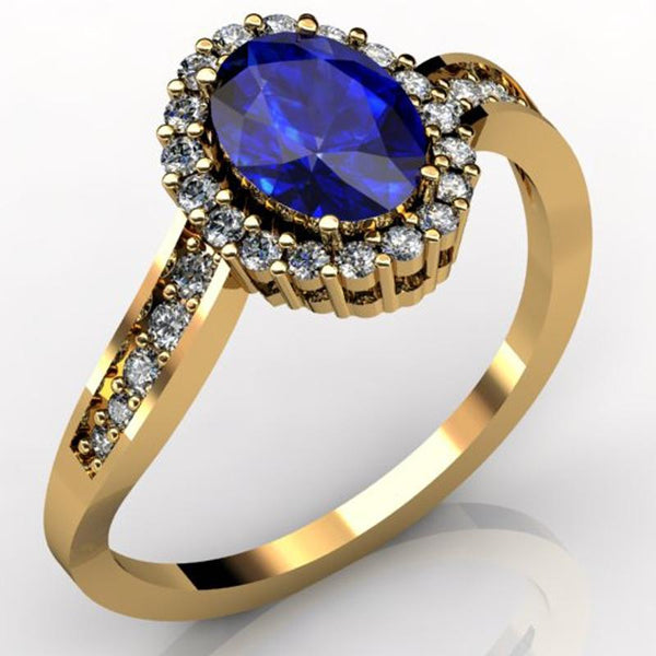 1.12ct Oval Tanzanite Ring With 0.35ctw Diamonds in 14k Gold