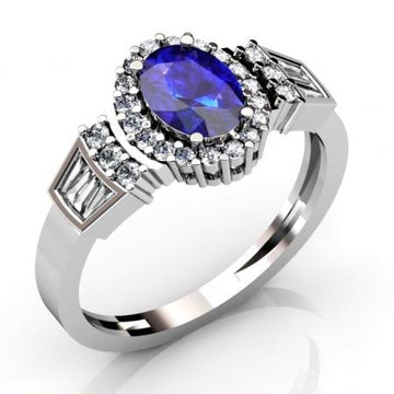 1ct Oval Tanzanite Ring With 0.48ctw Diamonds in 14k Gold