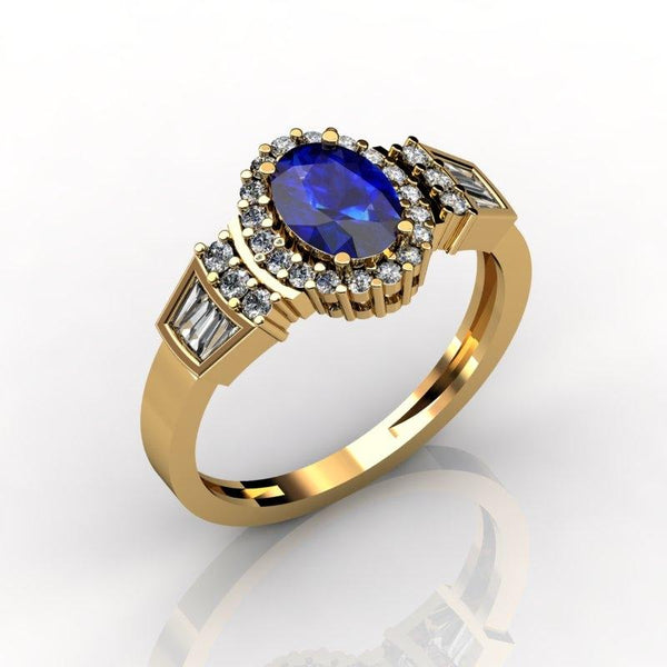 1ct Oval Tanzanite Ring With 0.48ctw Diamonds in 14k Gold