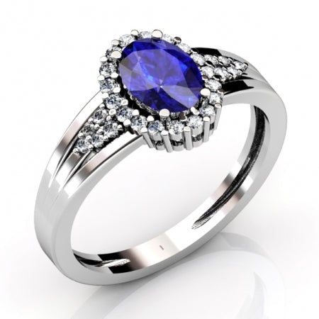 1ct Oval Tanzanite Ring With 0.26ctw Diamonds in 14k White Gold